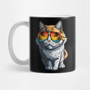 Cool Feline in Shades: Whiskered Purrfection for Cat Miaw Lovers Mug